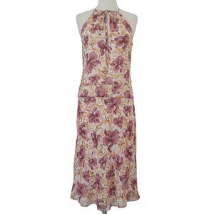 COLLETTE DINNIGAN Floral print silk dress sz M